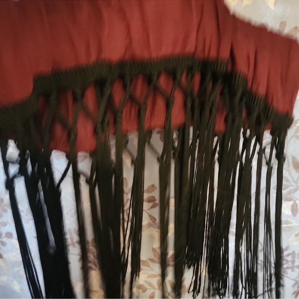 Elegant Maroon Fringe Mini Dress - Picture 3 of 5